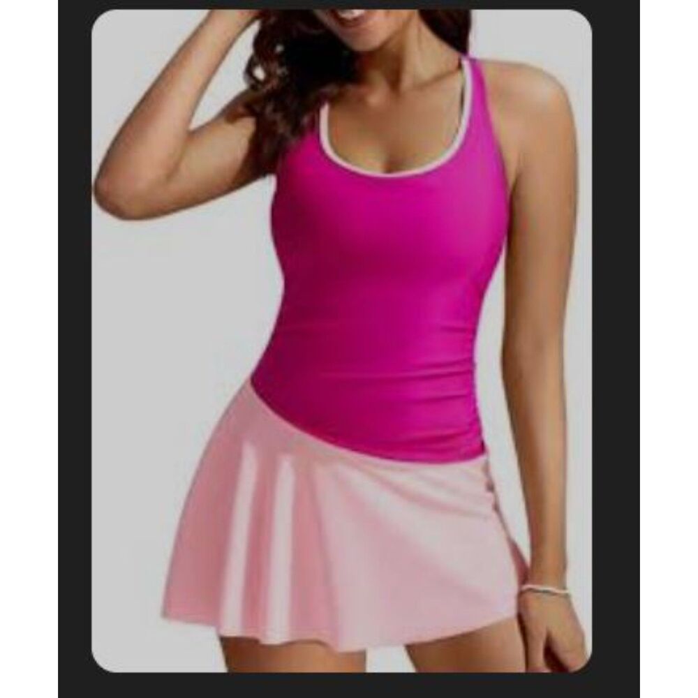 Kate Kasin Swim Dress Pink Adjustable Straps Removable Cups Size XL NWT